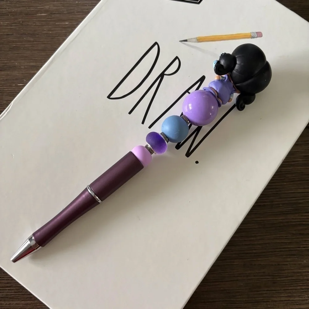 Rainbow Brite: Indigo handmade beaded pen